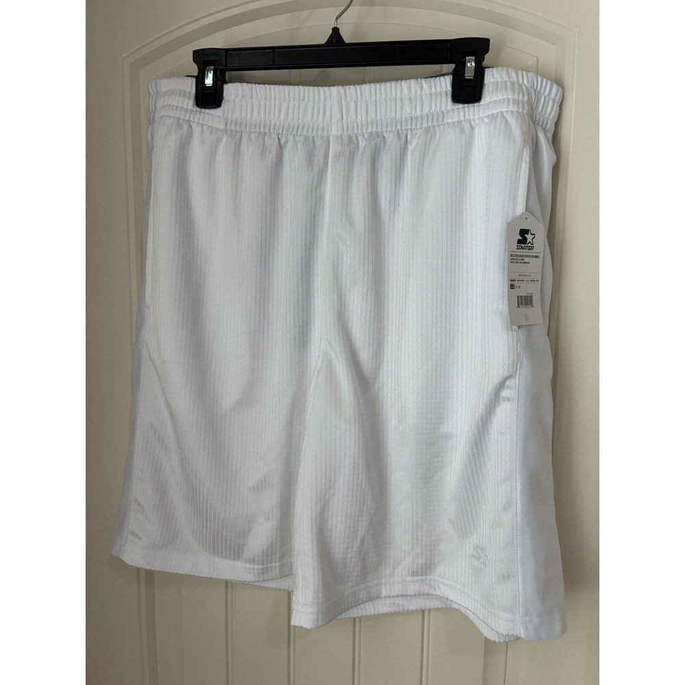 STARTER MENS White Shiny Dazzle Basketball Shorts SIZE LARGE NWT